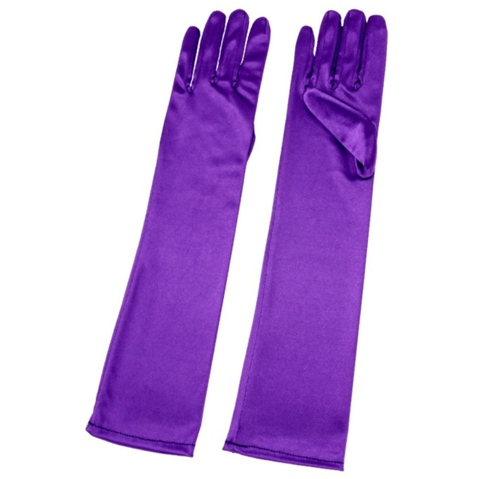 Luvas longas de cetim violeta