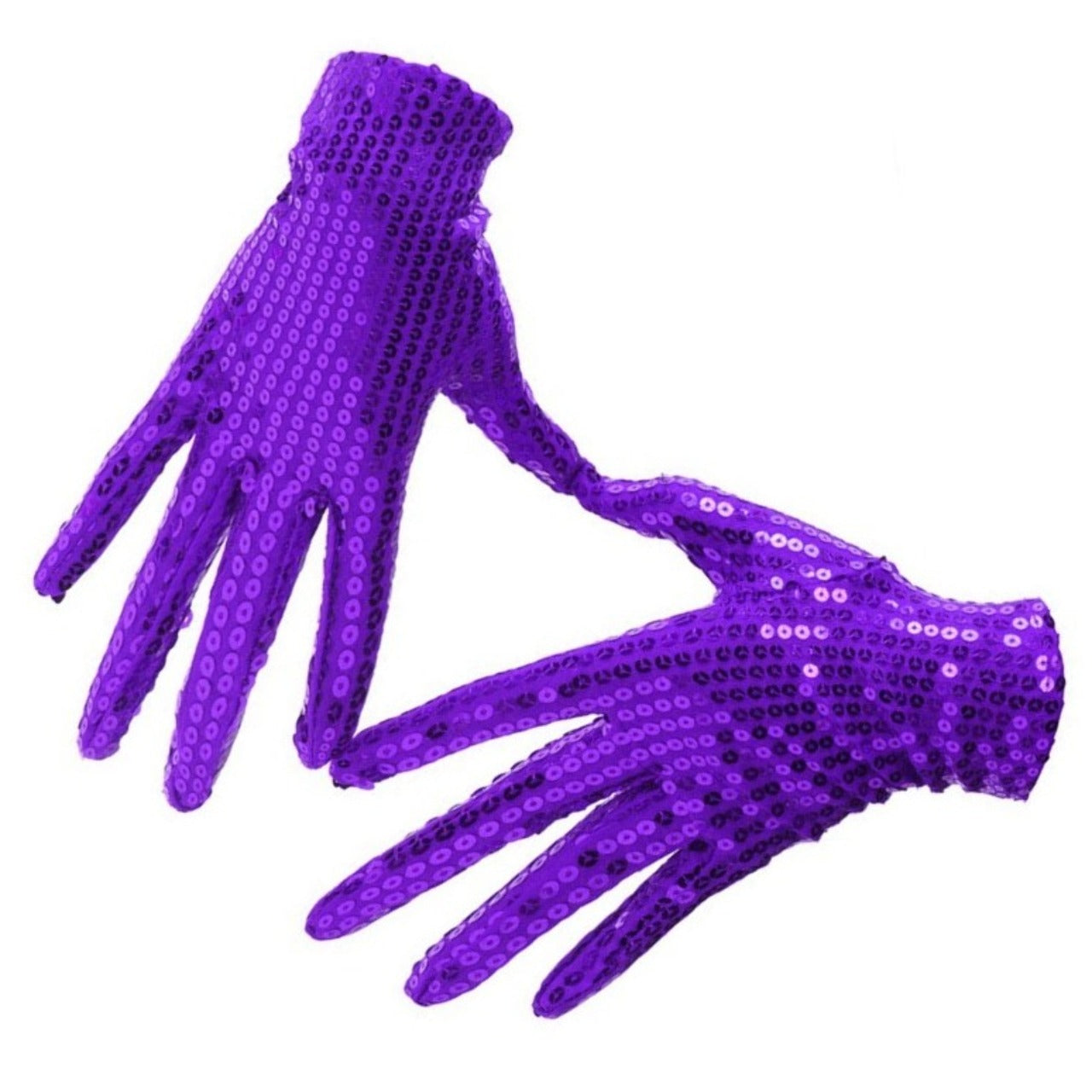 Luvas de lantejoulas violetas