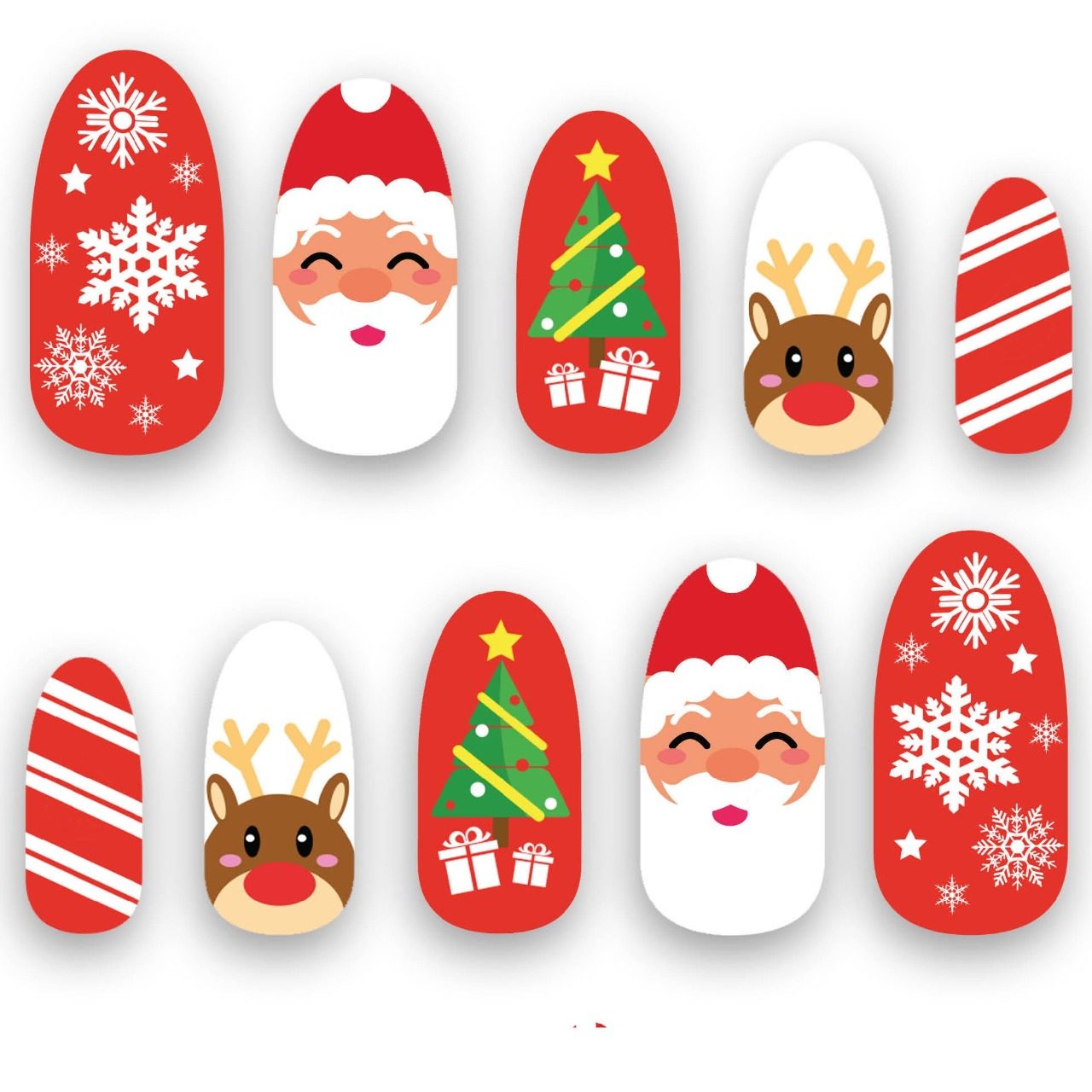 Kit de 10 Unhas de Natal