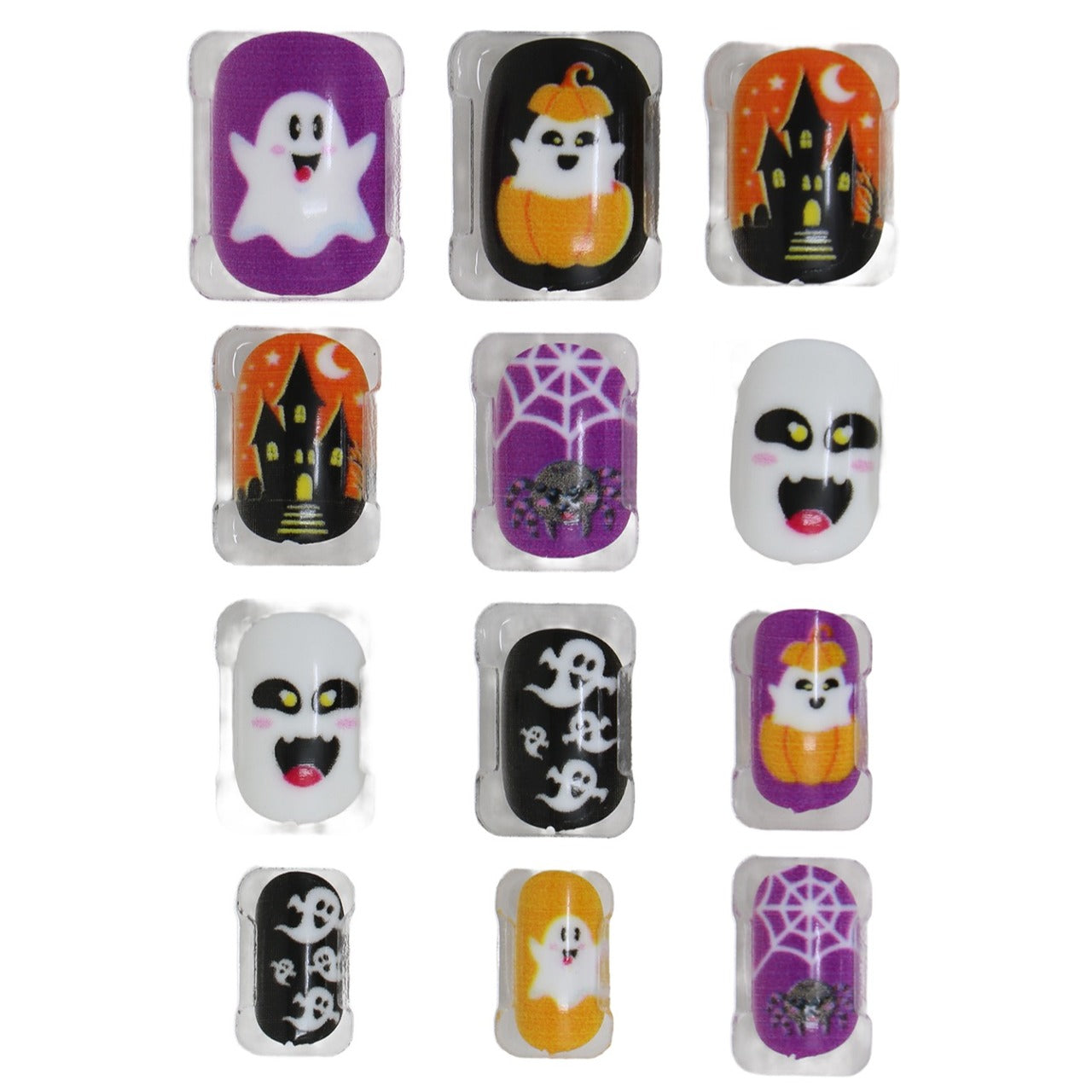 Kit de 12 Unhas Halloween Fantasmas infantil