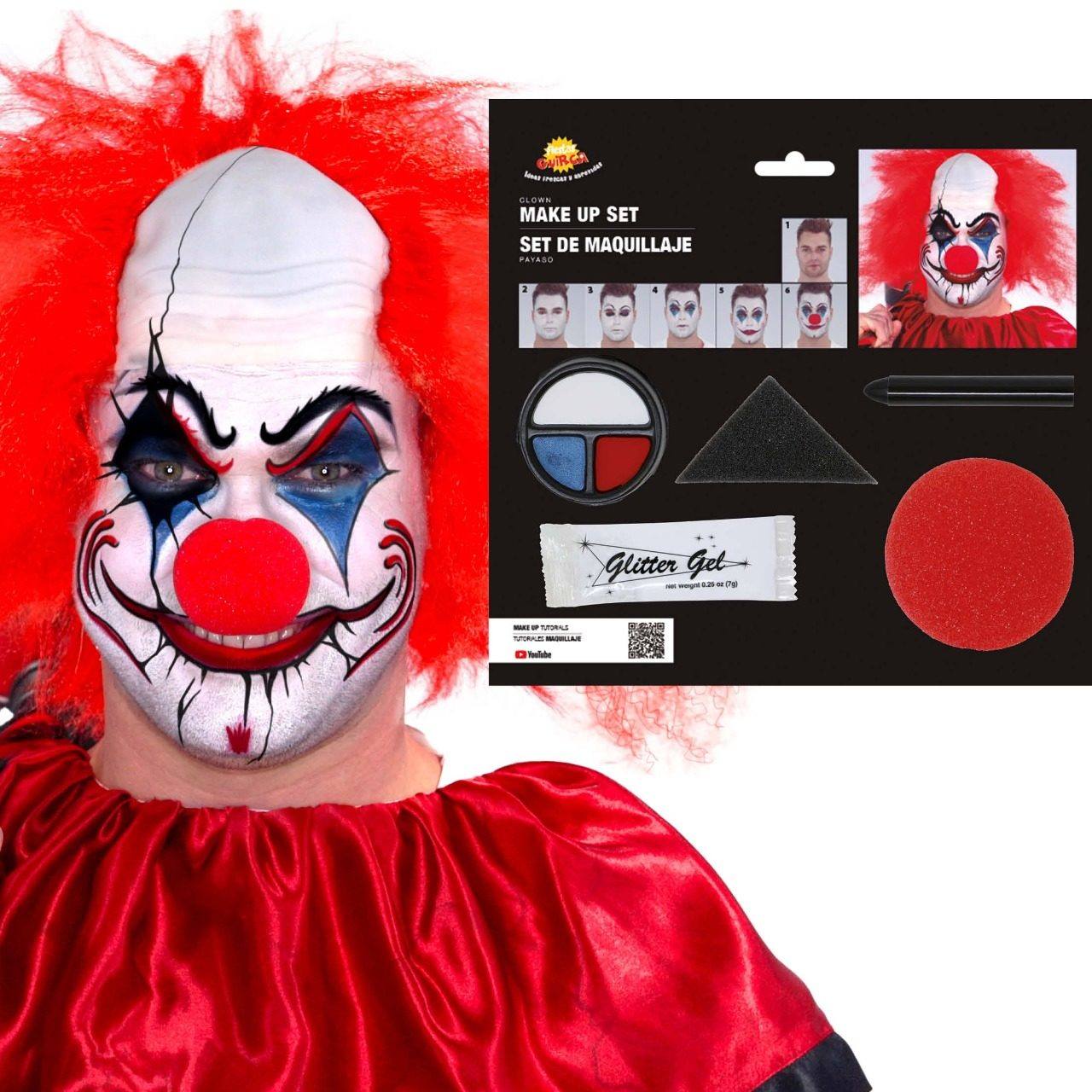 Kit de Maquilhagem de Palhaço com Nariz