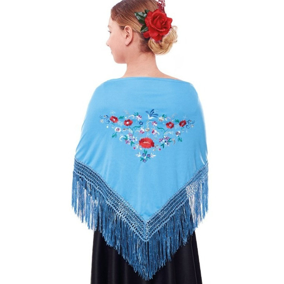 Xale infantil bordado azul claro