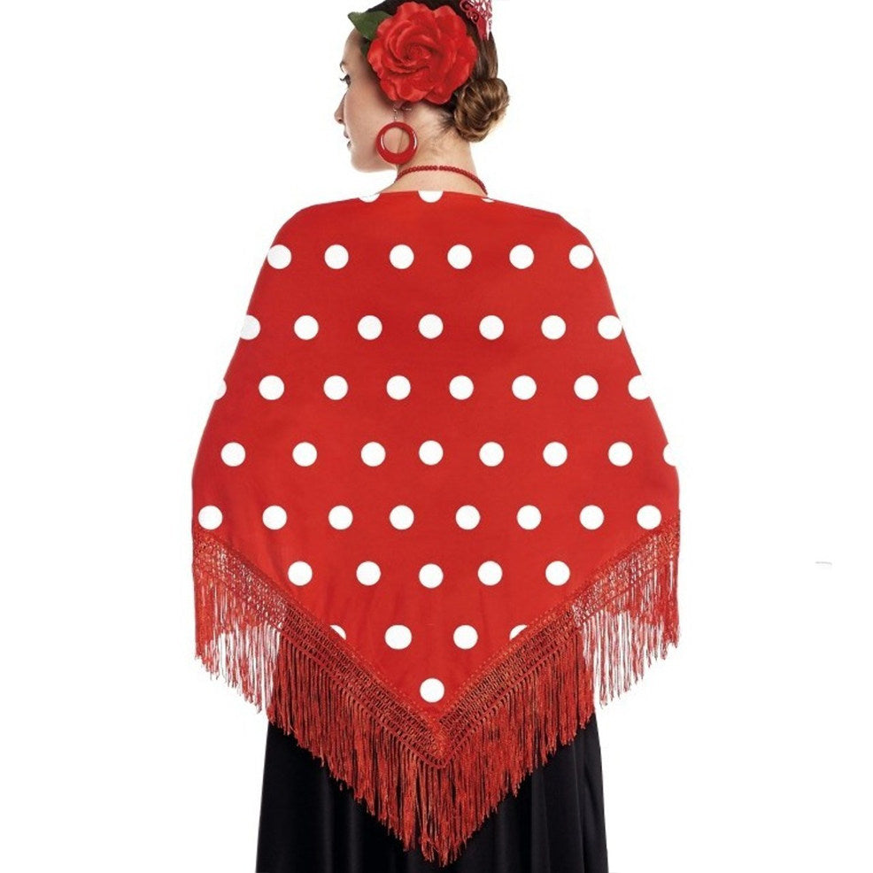Xale vermelho com bolinhas