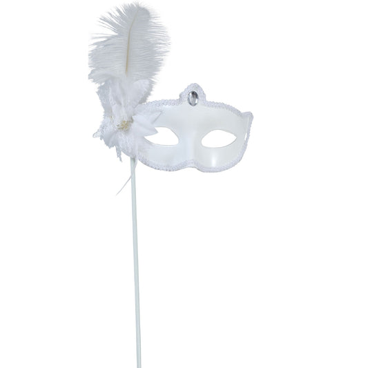 Máscara Veneziana Branca com Vara