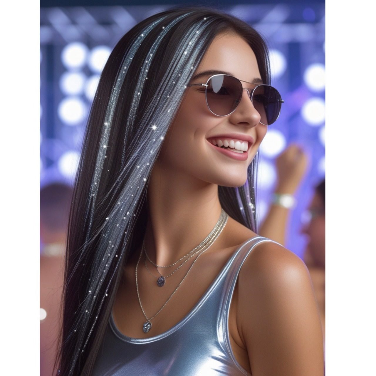 Pack de 3 Madeixas Prateadas Brilhantes