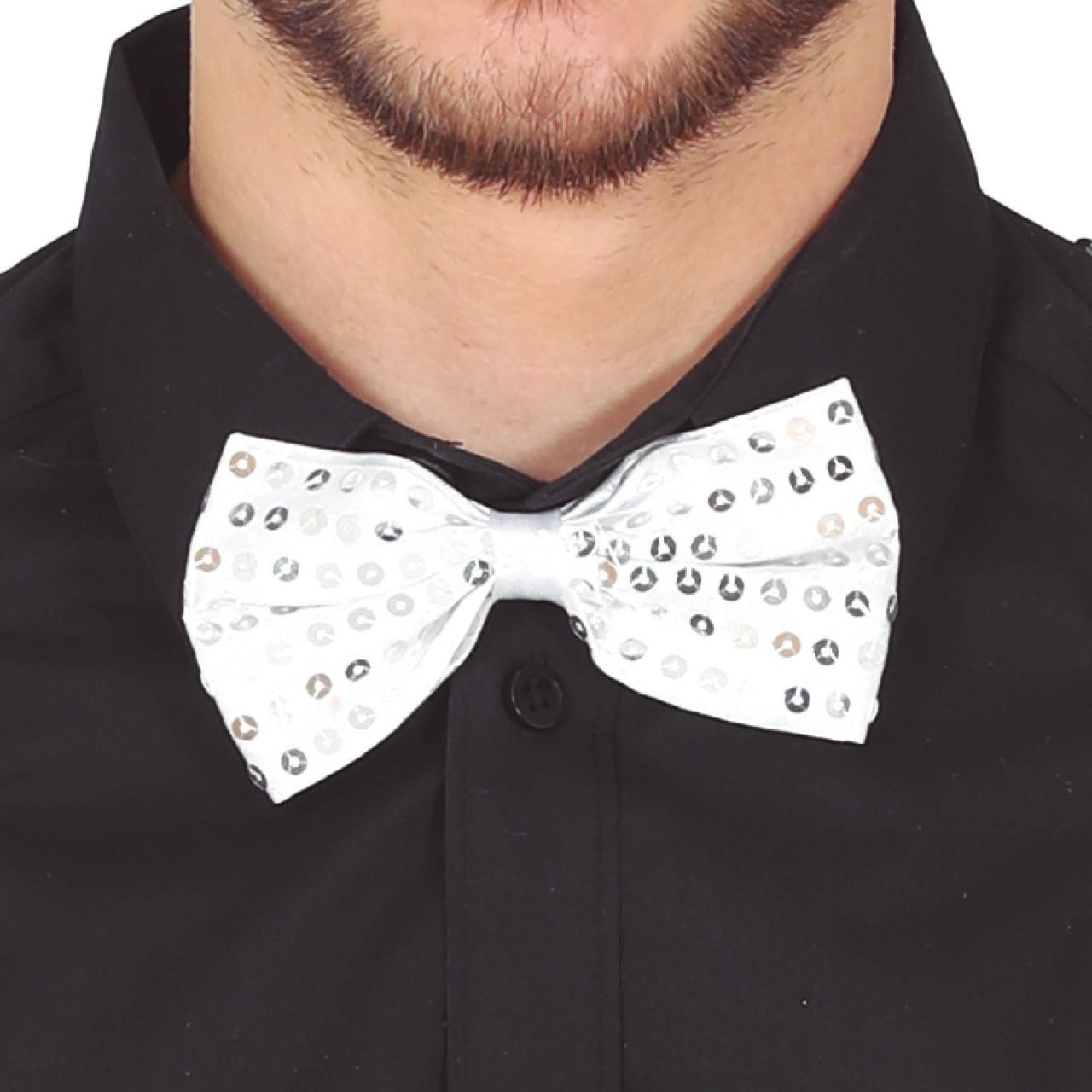 Laço Papillon Prateado com Brilhantes