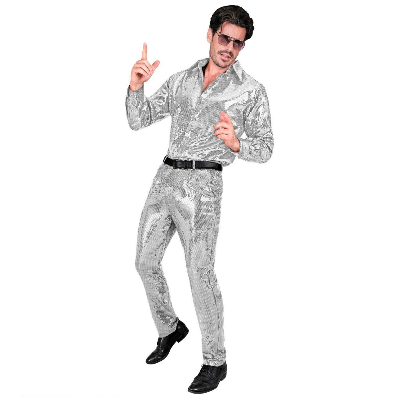 Calças de Lantejoulas Prateadas