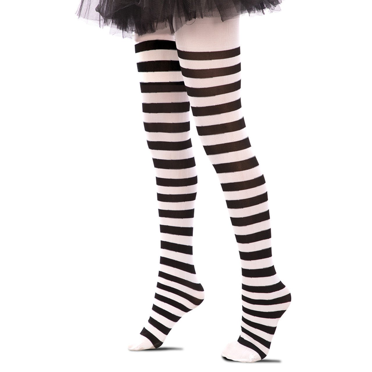 Collants Clássico às Riscas Preto e Branco Infantil