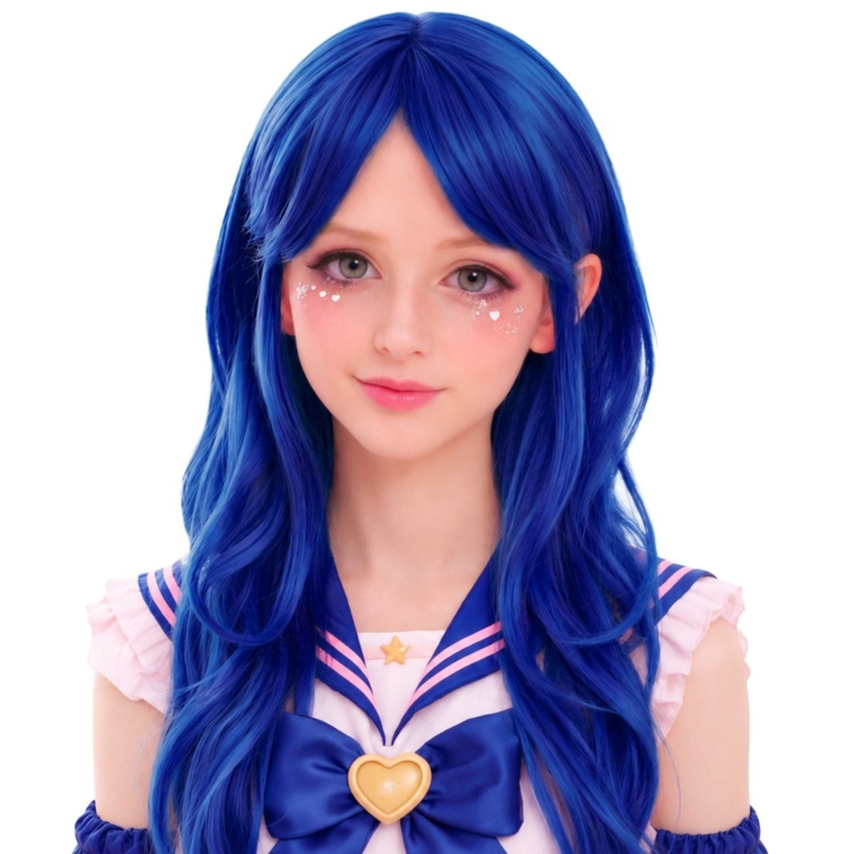 Peruca Azul Comprida Cosplay