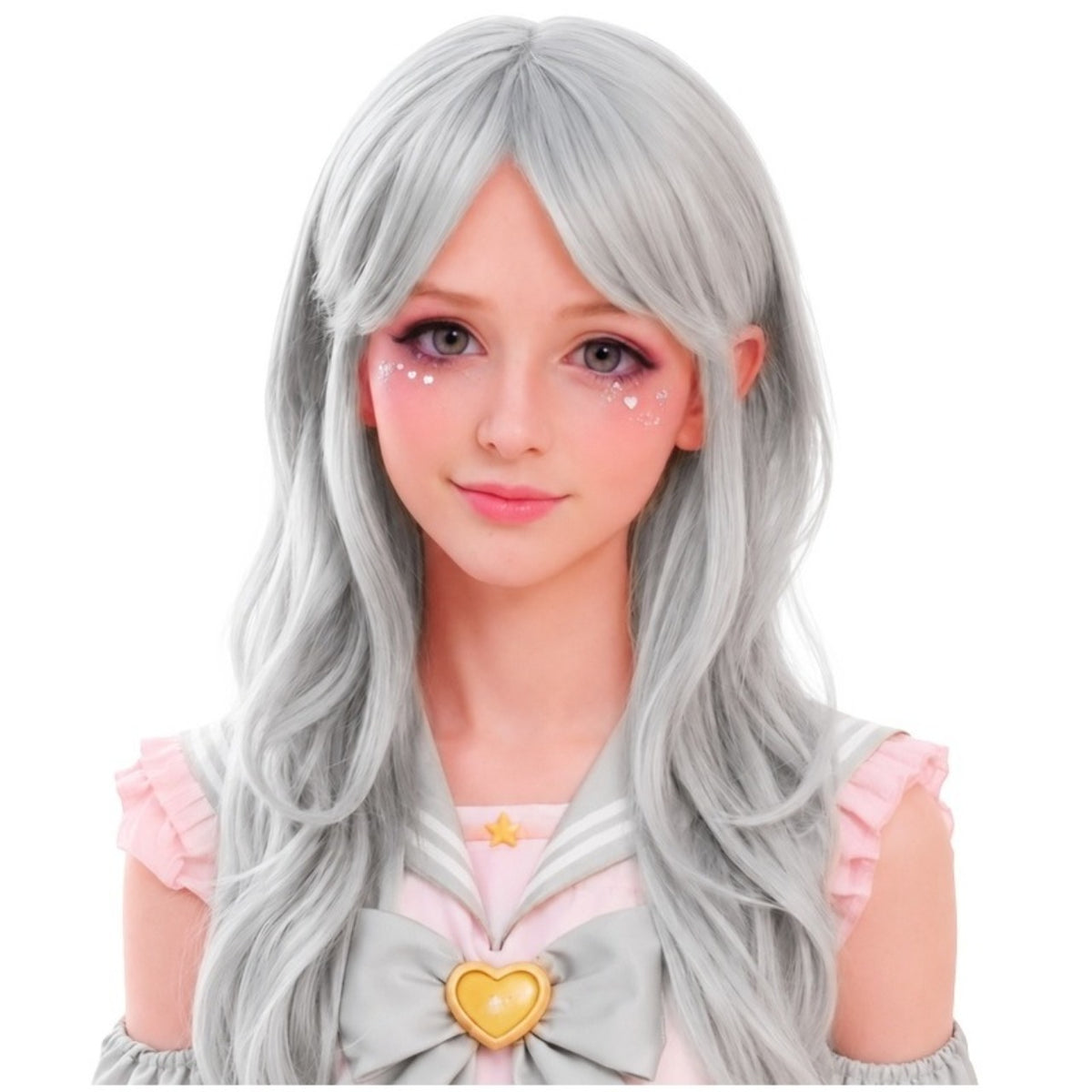Peruca Cinzenta Longa Cosplay