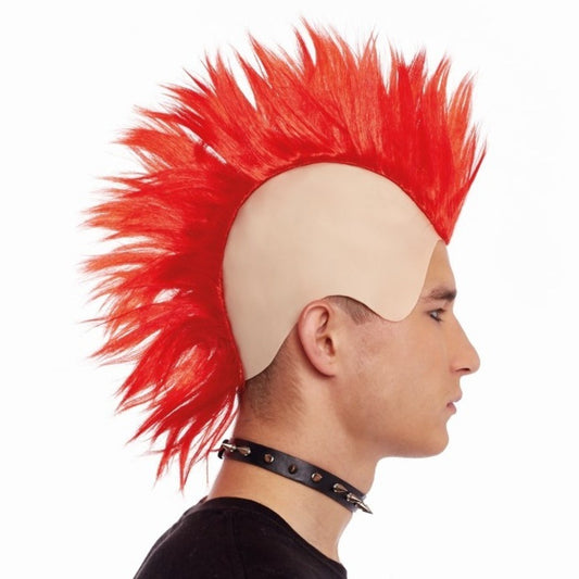 Peruca Punk com Moicano Vermelho