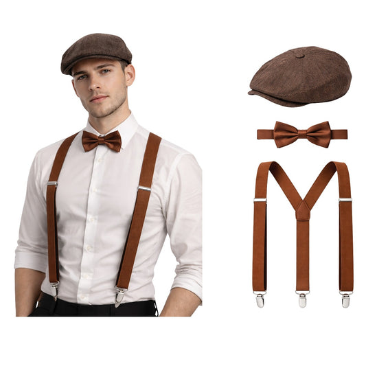 Conjunto de Gangster Inglês Castanho Peaky