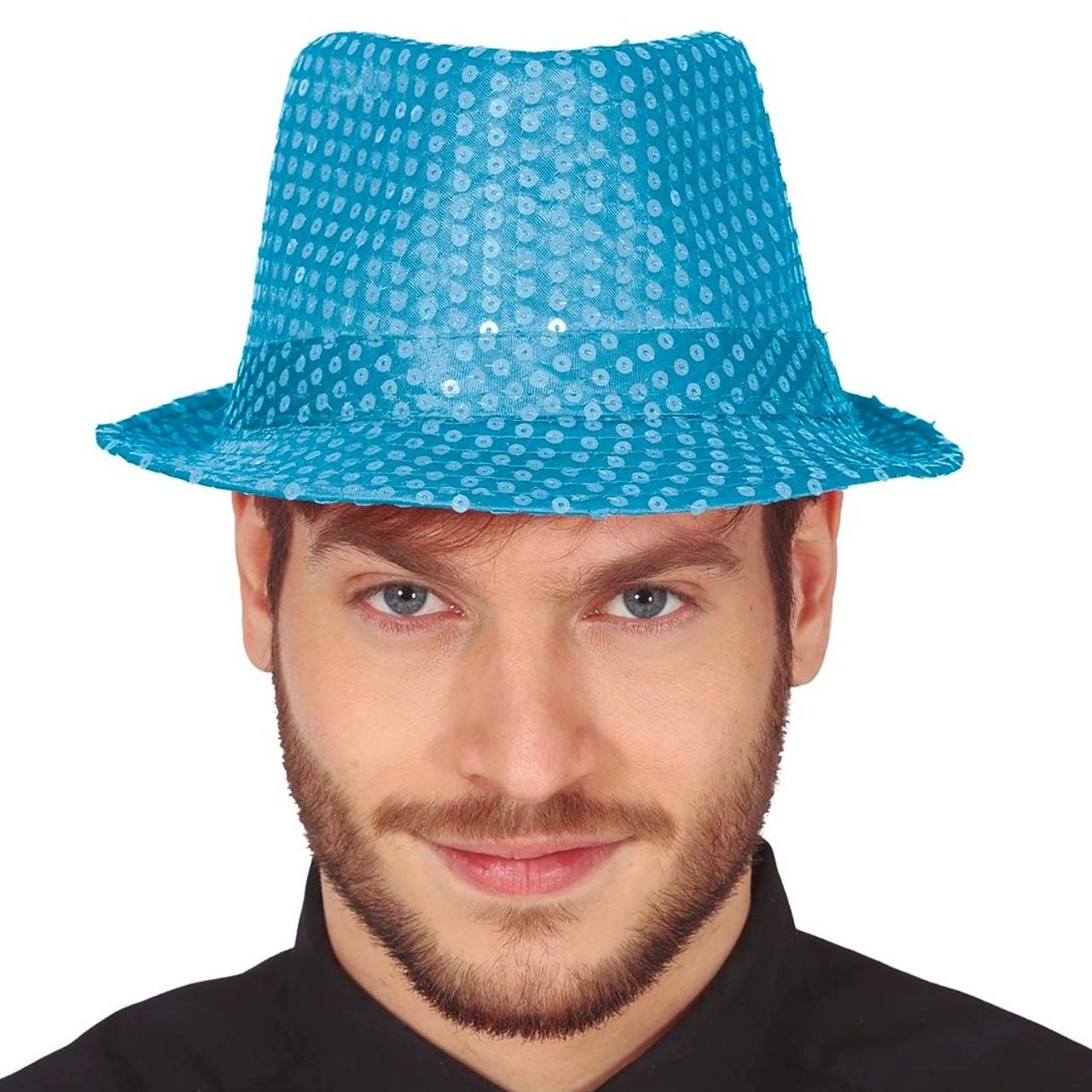 Chapéu Gangster com Lantejoulas Azul Claro Eco