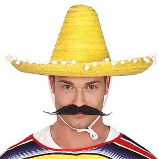 Chapéu Mexicano Amarelo com Borlas