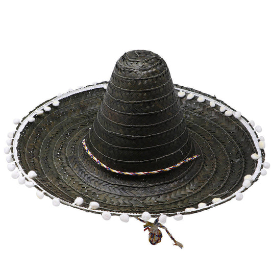 Chapéu Mexicano Preto com Borlas