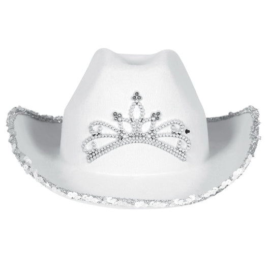 Chapéu de Cowgirl Branco com Coroa