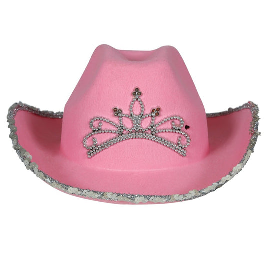 Chapéu de Cowgirl Rosa com Coroa Infantil