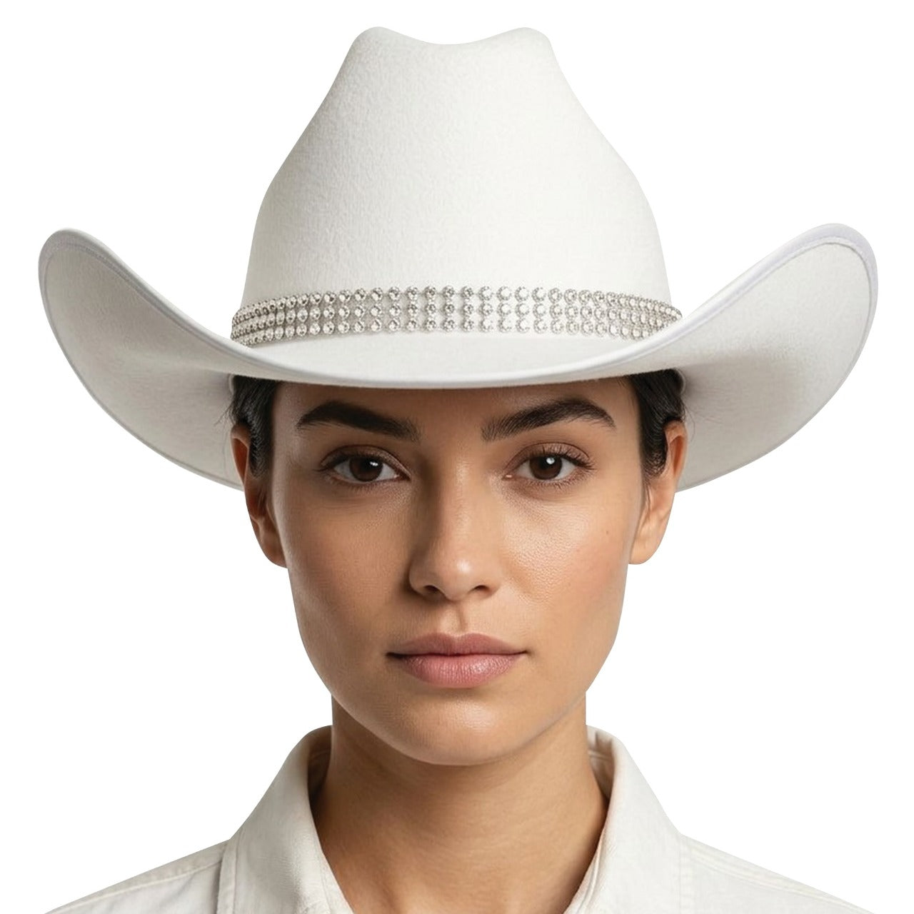 Chapéu de Cowboy Branco Pedraria