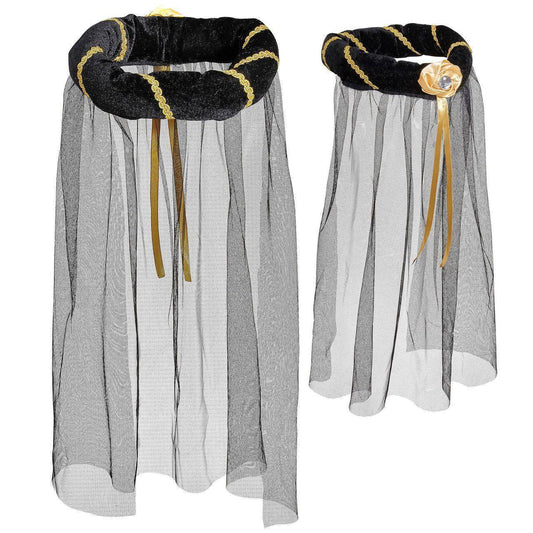 Toucado Medieval Preto com Véu