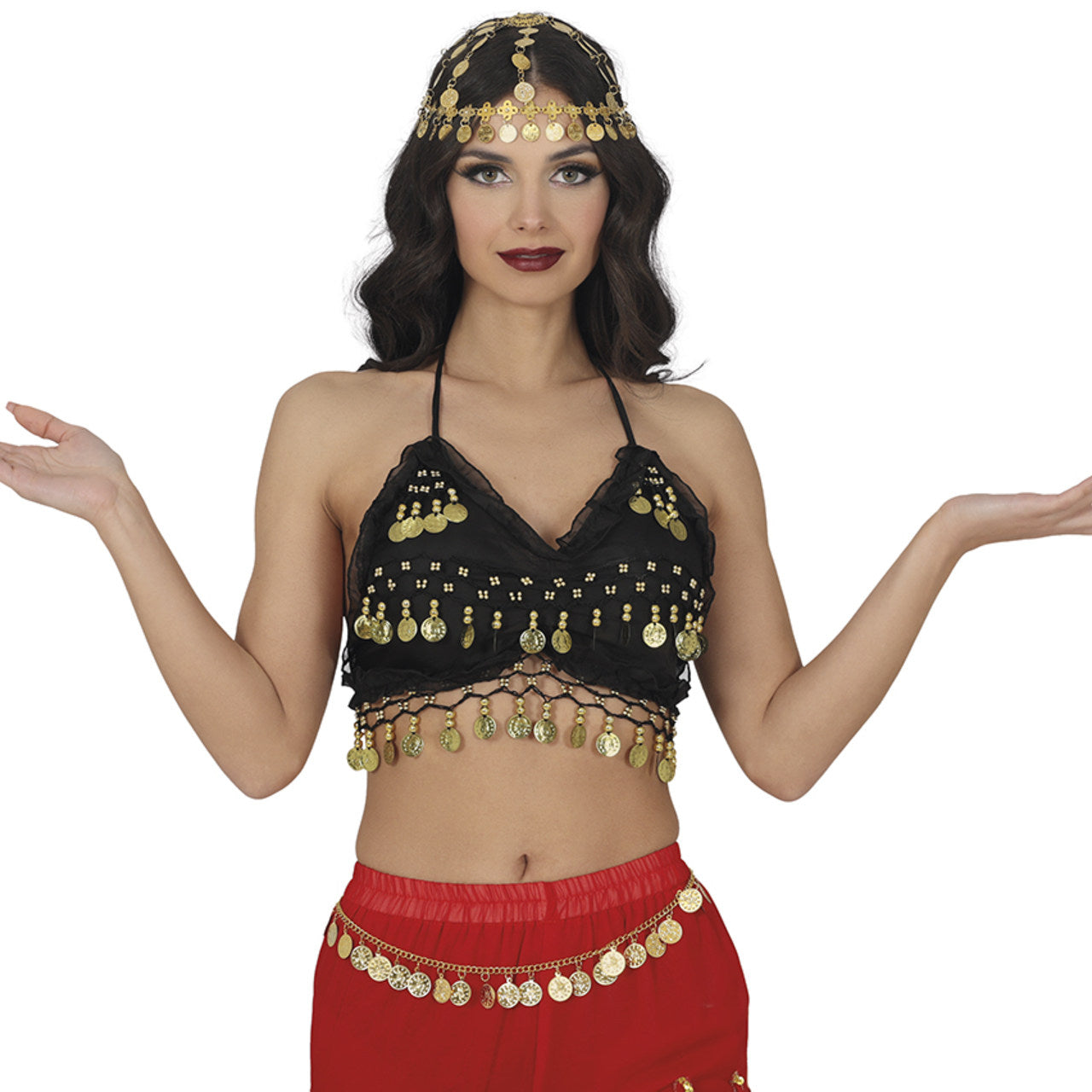 Top Dança do Ventre Preto com Moedas