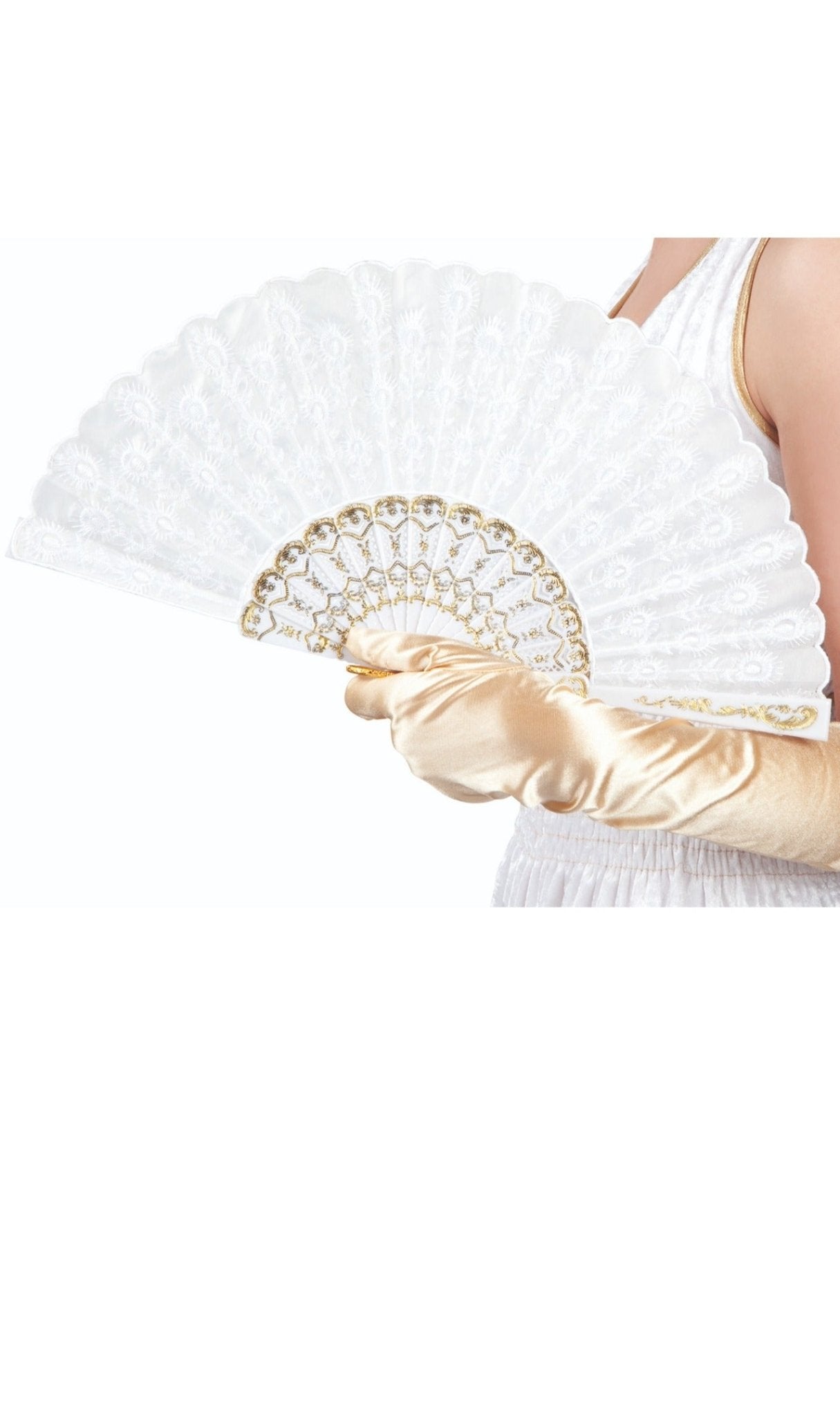 Leque branco bordado