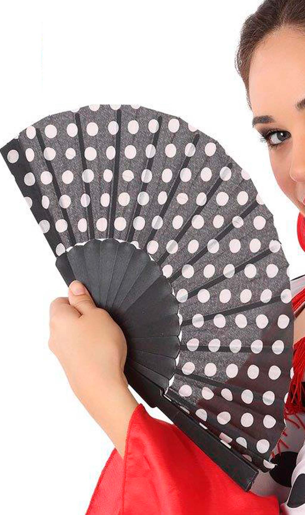 Leque Preto com Bolinhas