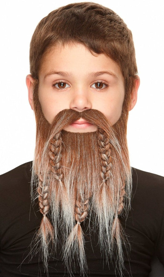 Bigode e Barba Castanho Profissional para criança