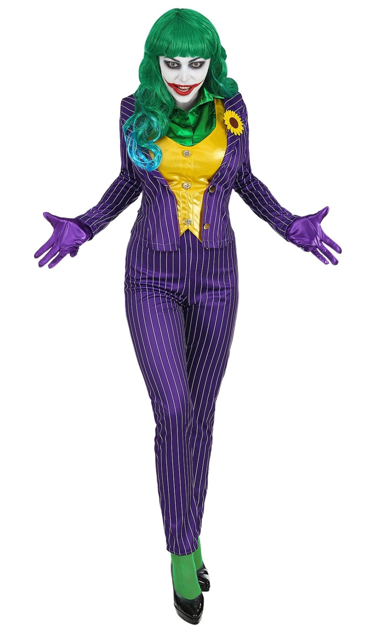 Fato XL de Joker maníaco para senhora
