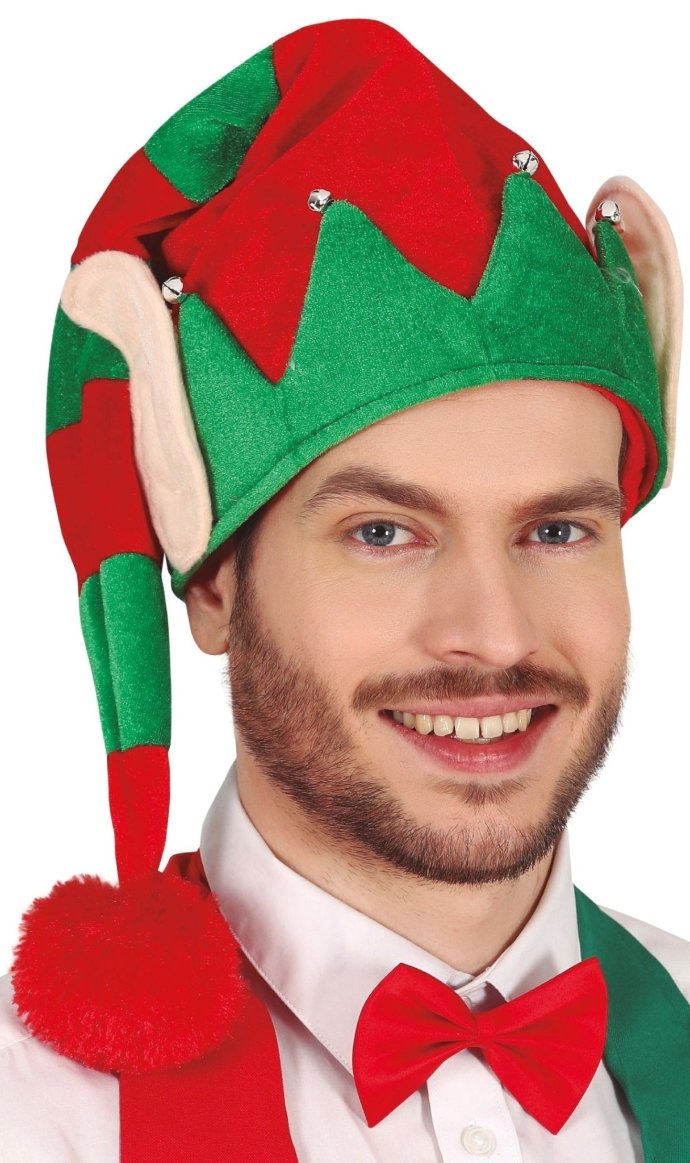 Gorro de Elfo Bicolor com Orelhas