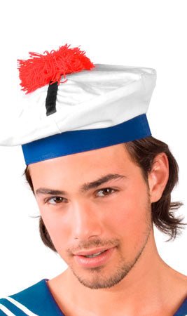 Gorro de Marinheiro com Pompom Vermelho