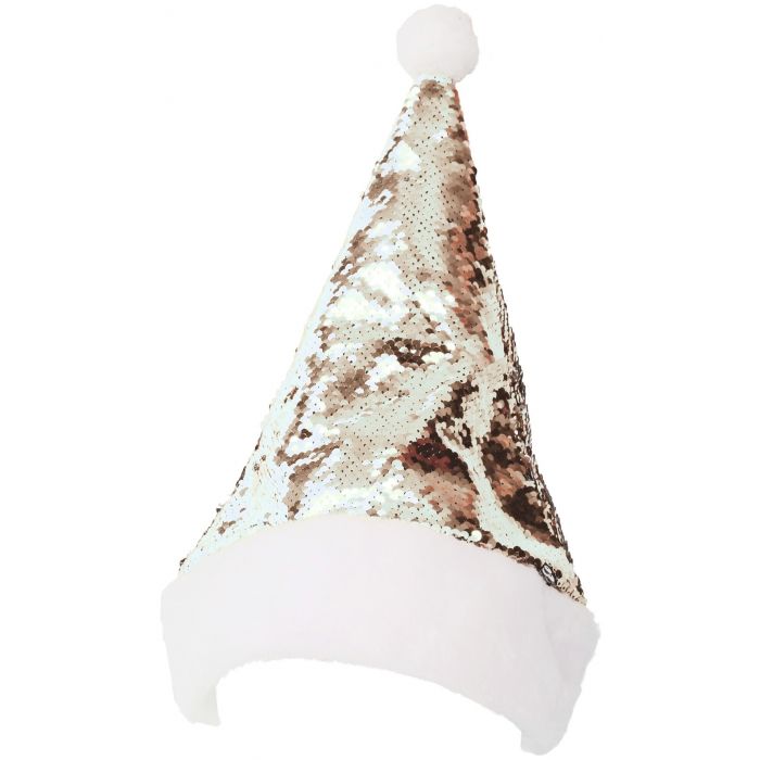 Gorro de Pai Natal Prateado e Dourado