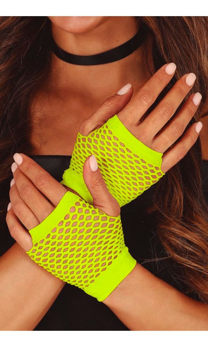 Luvas Curtas de Rede Amarelas