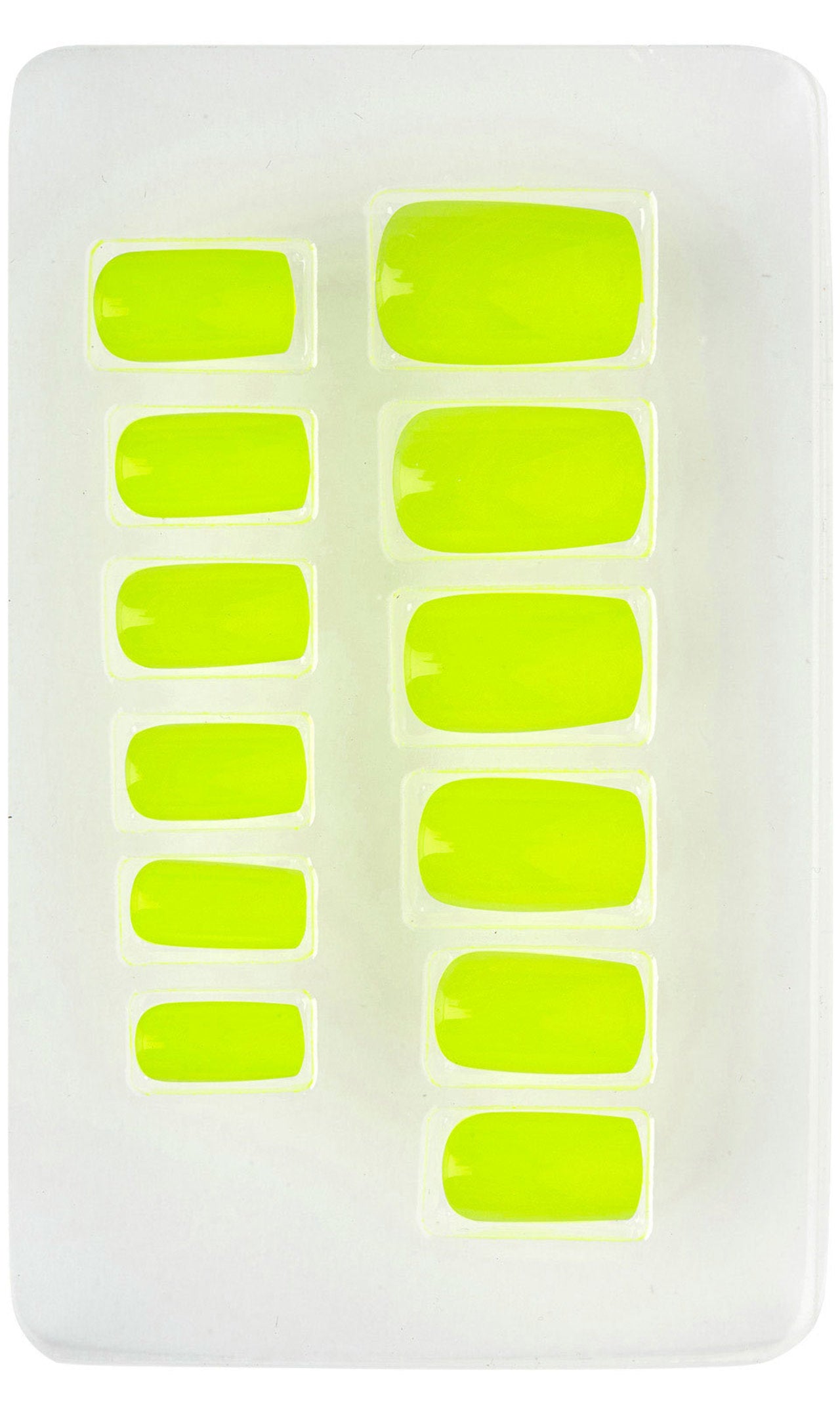 Kit de 12 Unhas Amarelo Fluorescente