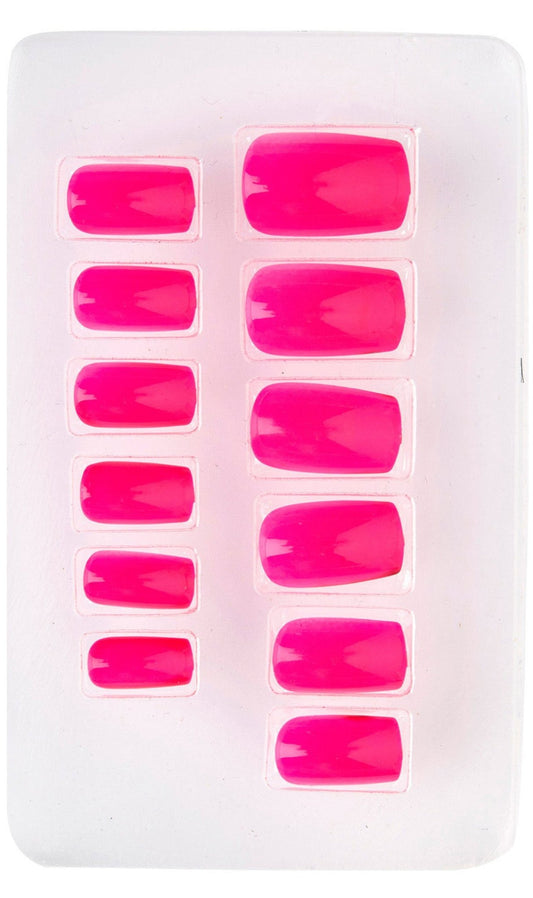 Kit de 12 Unhas Fúchsia Fluorescente