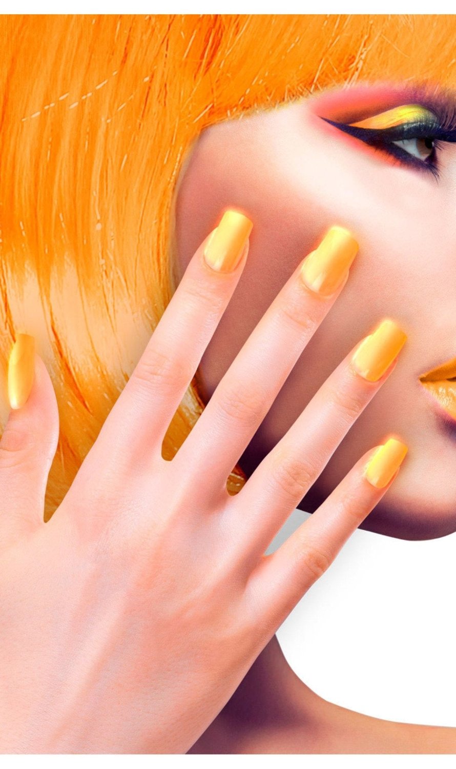 Kit de 12 Unhas Laranja Fluorescente