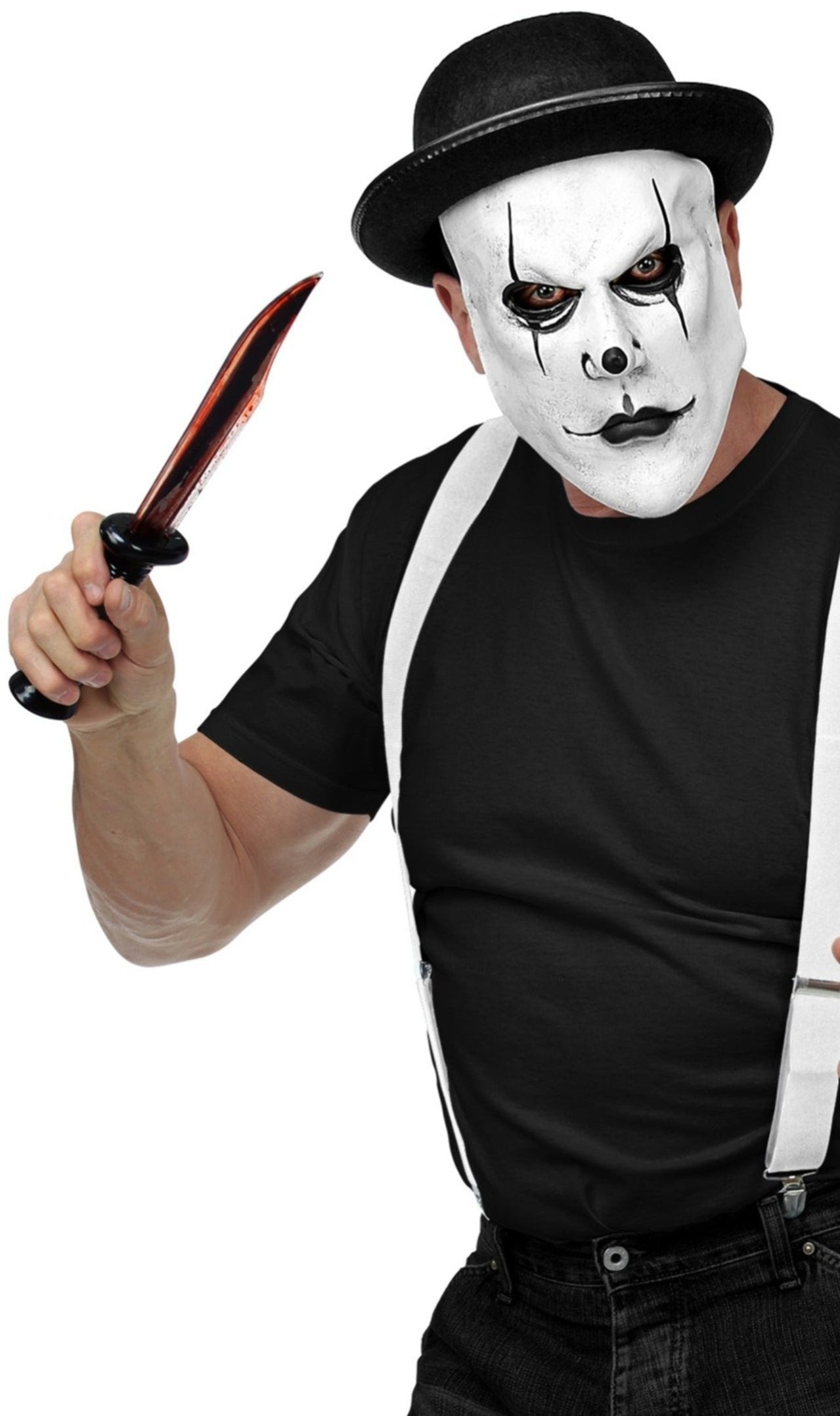 Máscara em latex de Mimo com Chapéu de coco