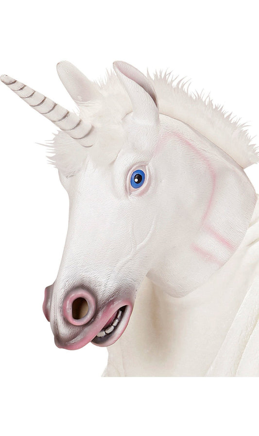 Máscara em latex de Unicórnio Branco