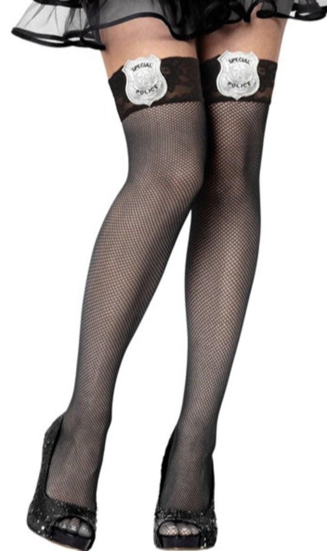 Meias de Rede Preta de Polícia