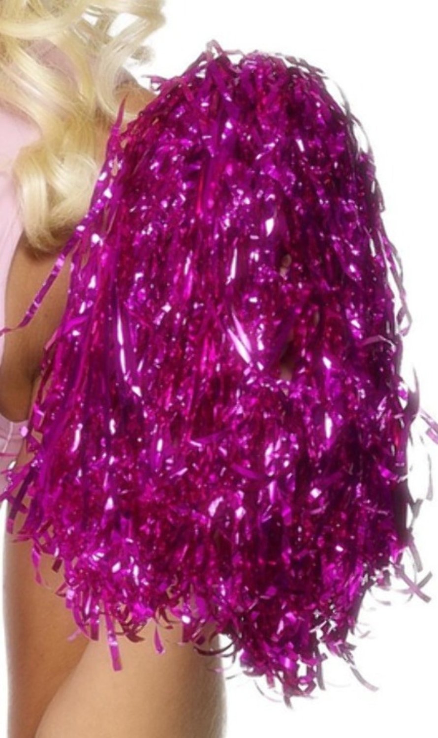 Pacote de 2 Pompons Fúcsia Metálicos