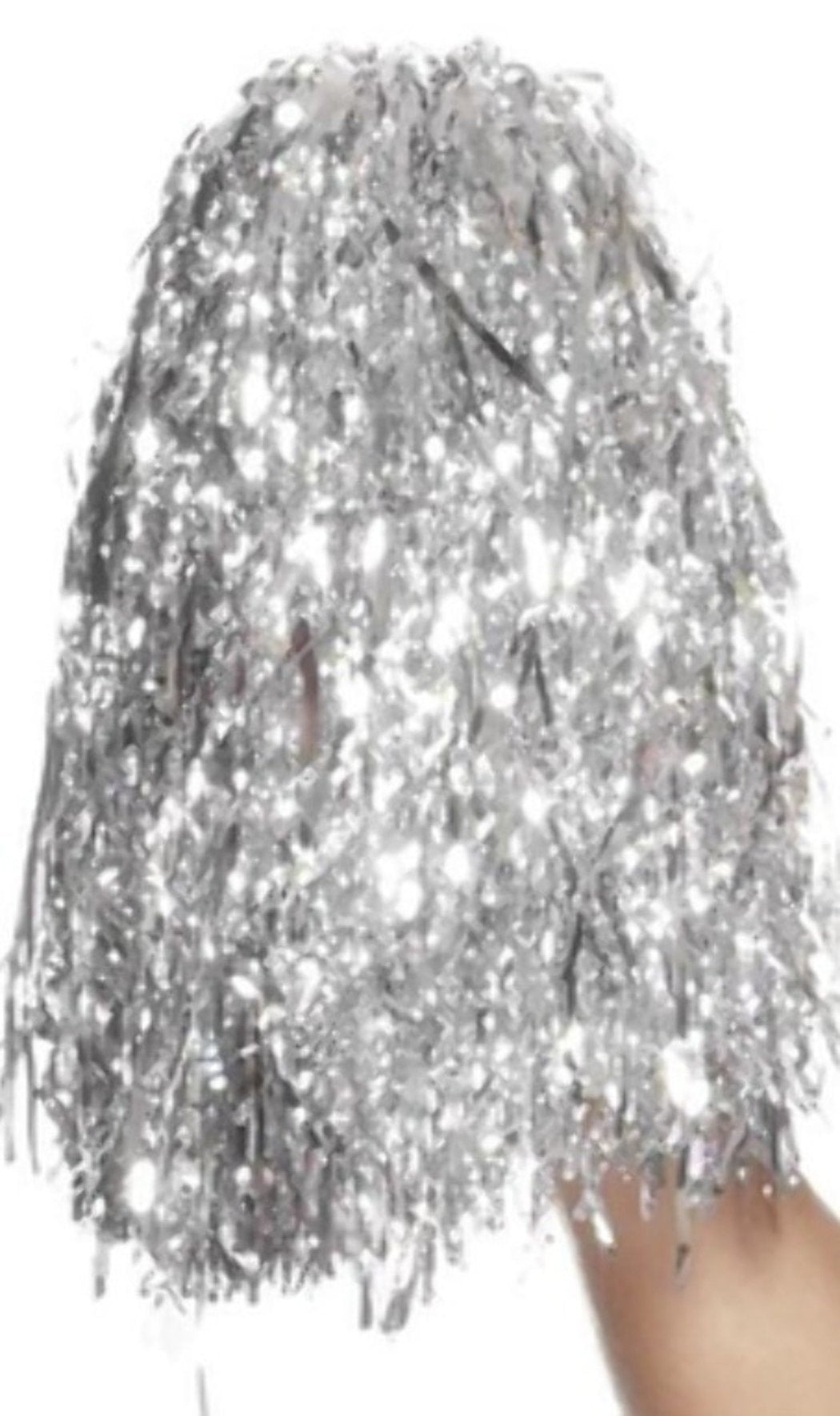 Pacote de 2 Pompoms Prateados Metálicos