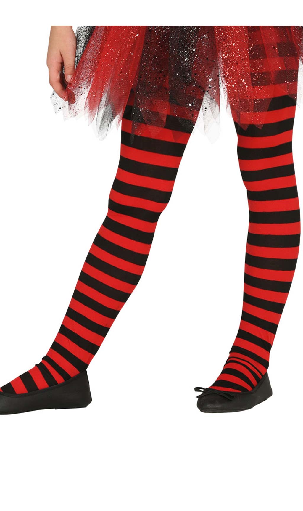 Collants de Riscas Pretas e Vermelhas para criança