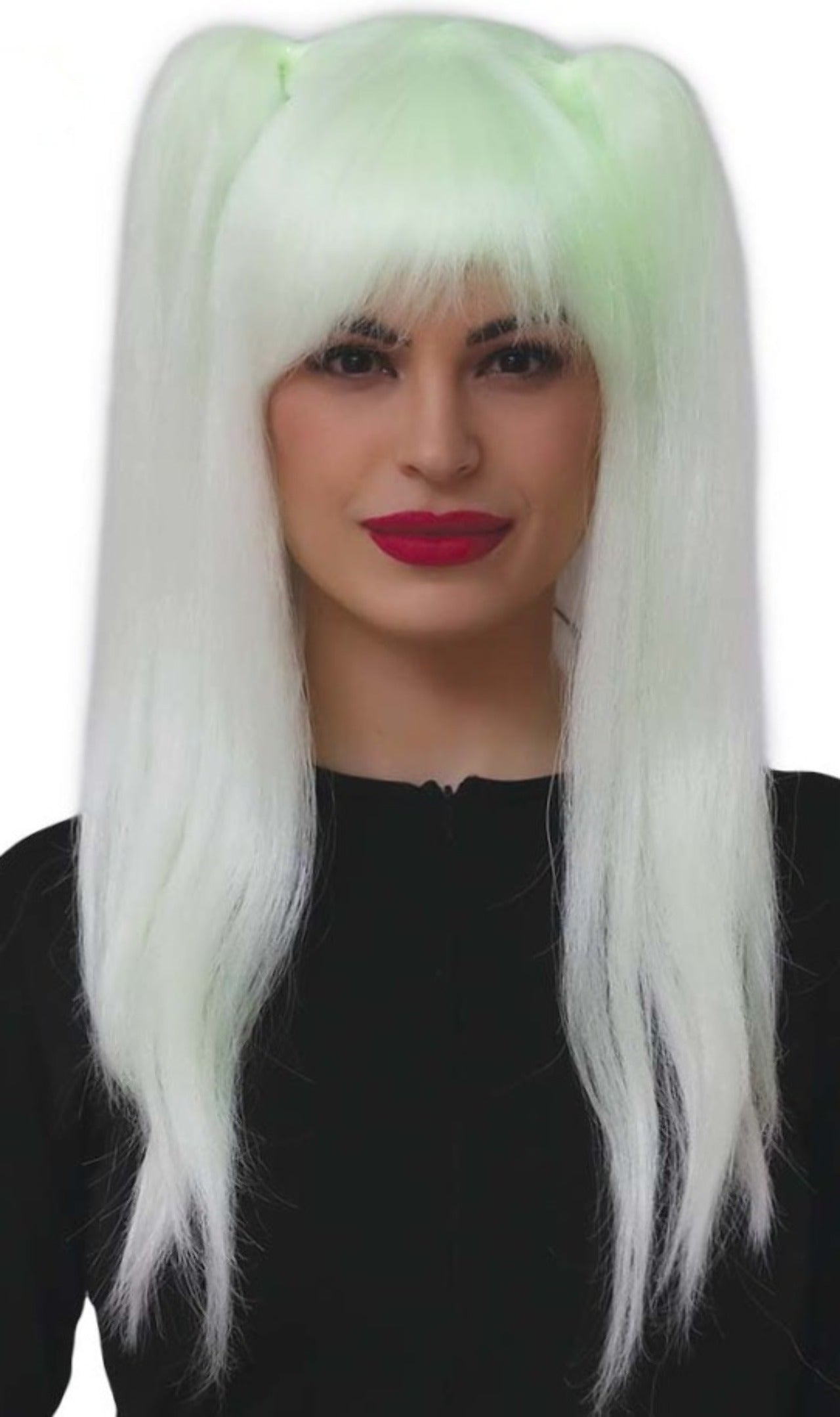 Peruca Branca Fluorescente com Chuchus