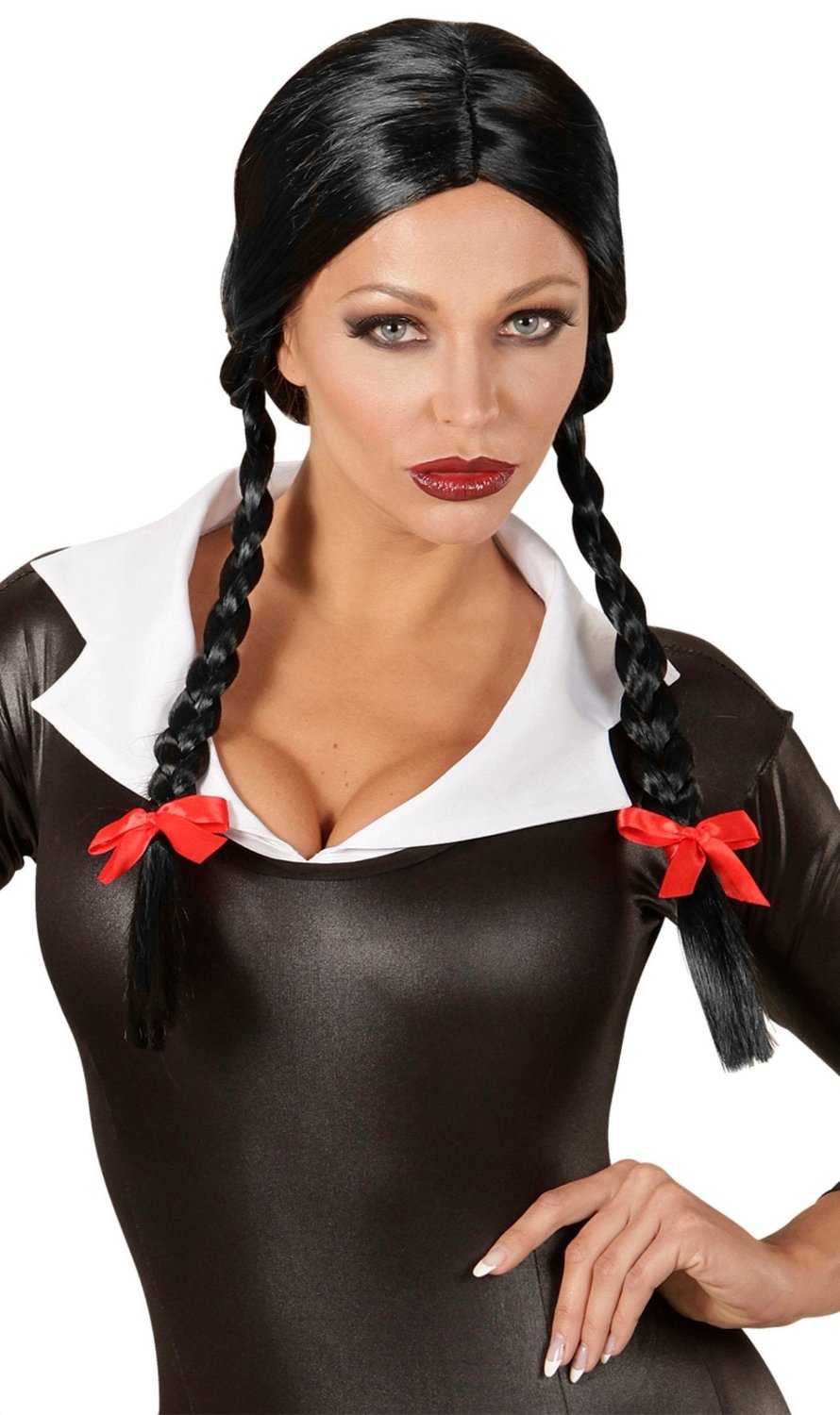Peruca Estudante Sinistra Trançada Preta