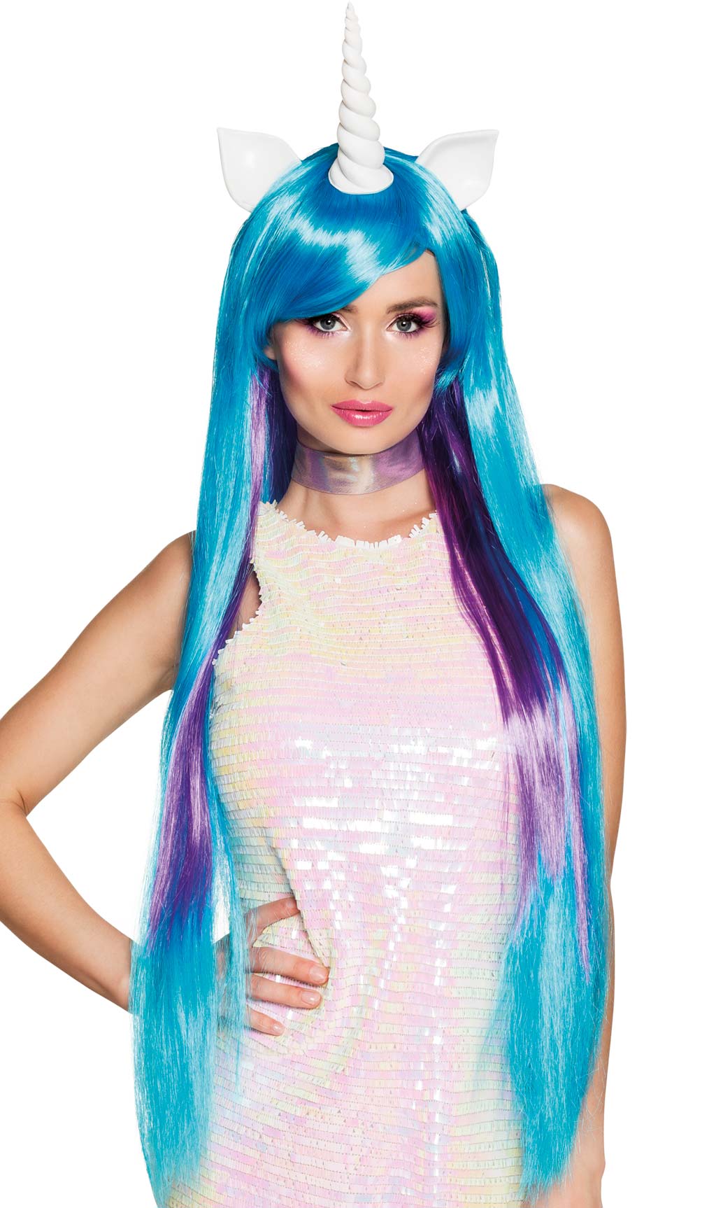 Peruca de Unicórnio Azul