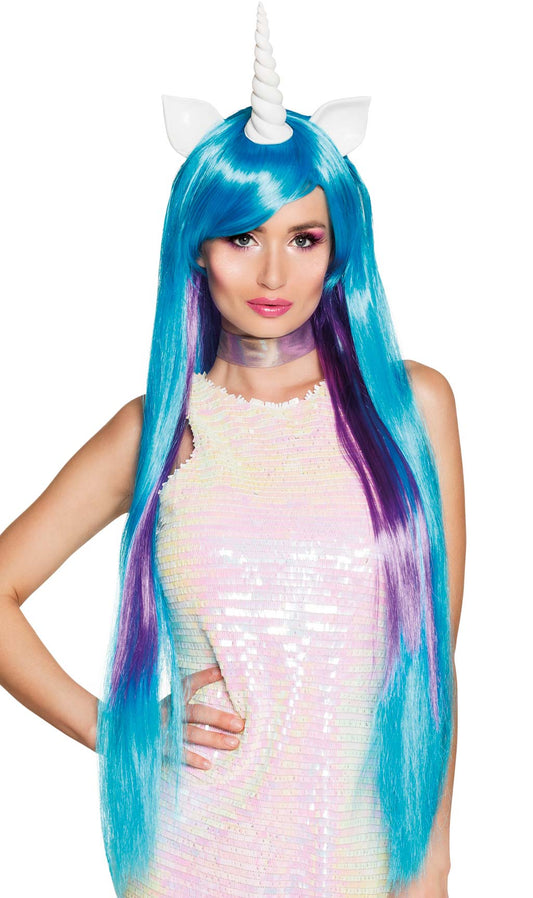 Peruca de Unicórnio Azul