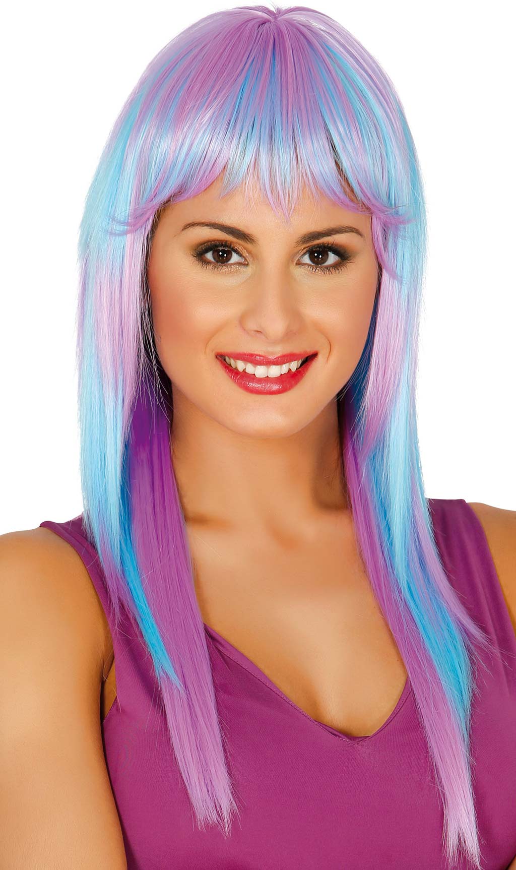 Peruca Comprida Azul e Violeta