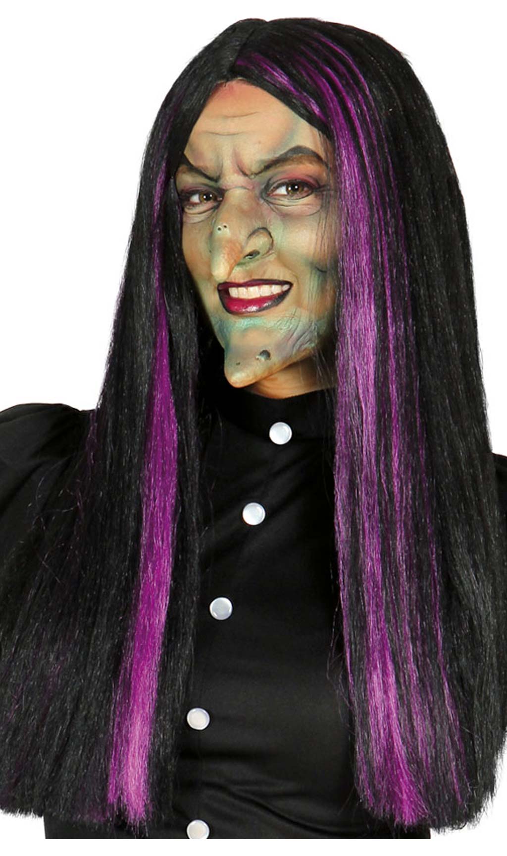Peruca Lisa com Madeixas Violetas