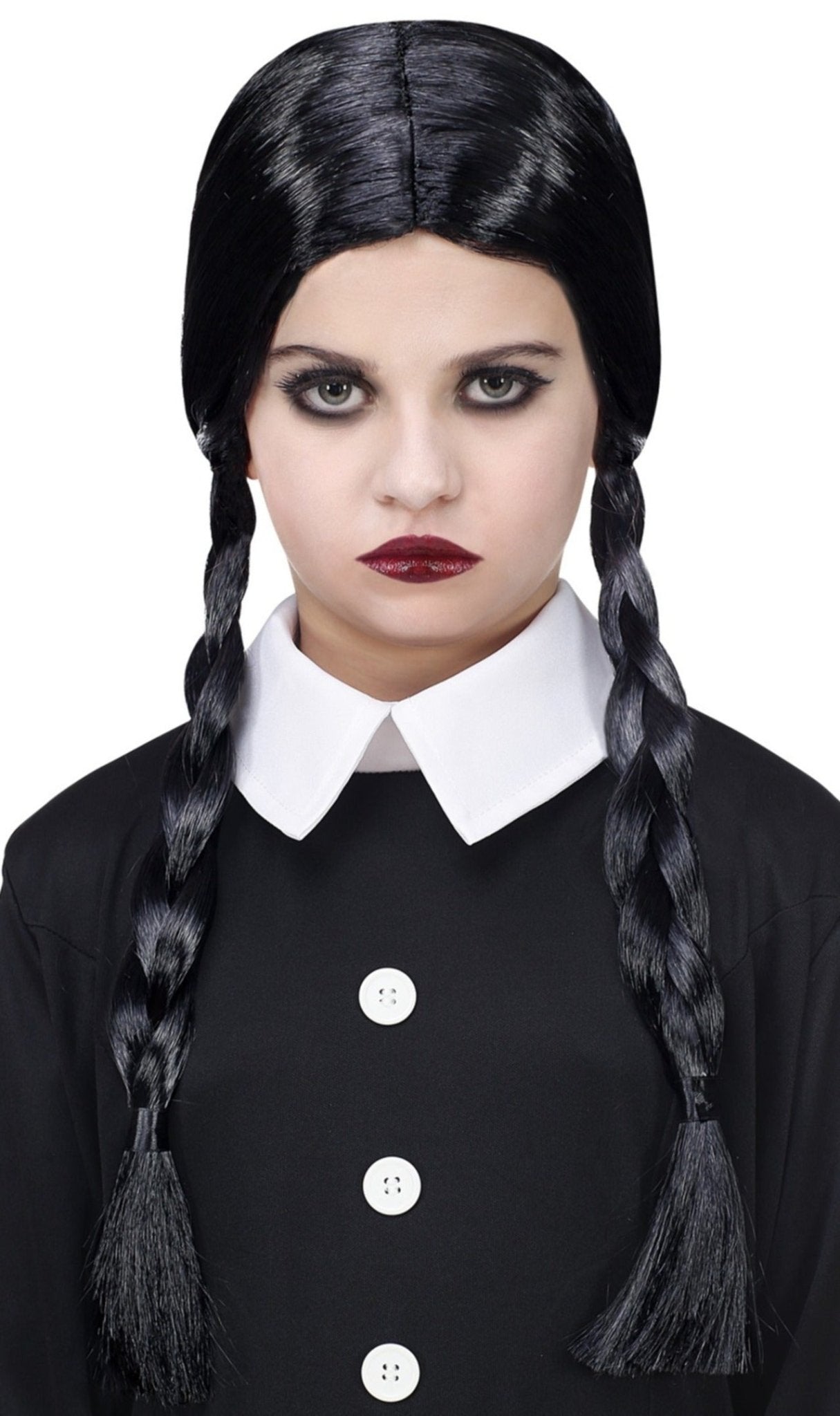 Peruca Preta com Tranças Estudante Sinistra para criança