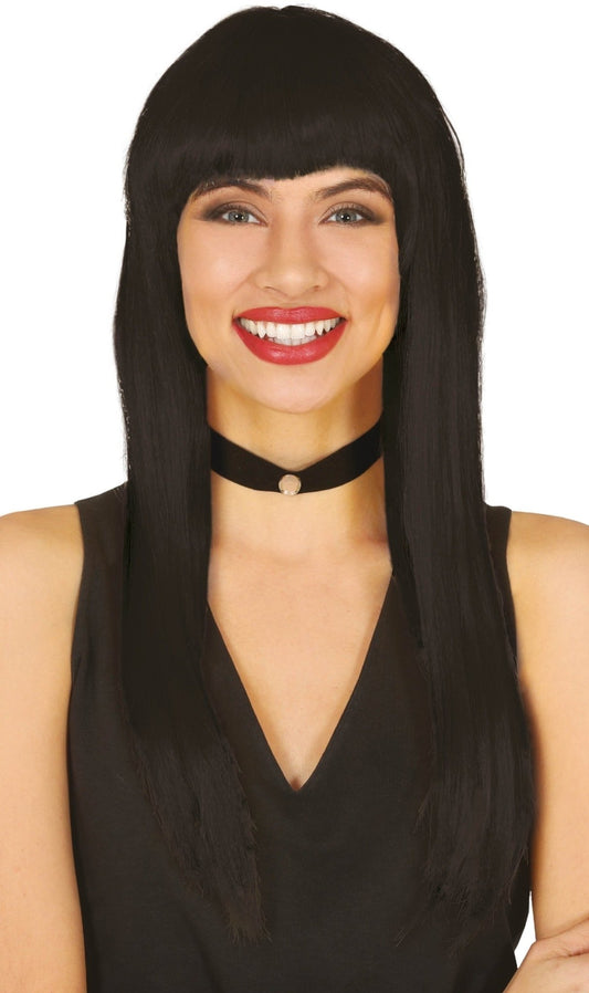 Peruca Preta com Cabelo Eco
