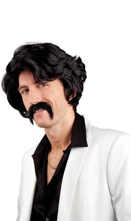 Peruca e Bigode de Conquistador Preta